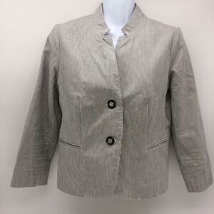 Kenar 100% Cotton Seersucker Pinstripe Blazer w/Back Peplum-Size 4